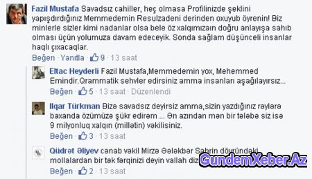 Gənclər Fazil Mustafanın təhqirinə cavab verdi- Screeshot 
