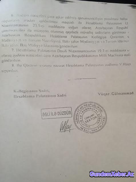 Nazirlikdə dövlət vəsaitinin mənimsənildiyini sübut edən növbəti SƏNƏD - FOTO