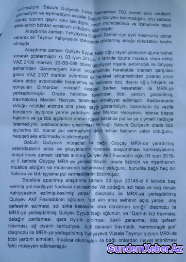 Göyçay səhiyyəsində böyük rüşvət qalmaqalı - FOTO/VİDEO