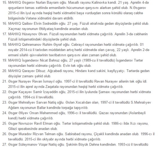 1-5 aprel arası döyüşdə həlak olan ŞƏHİDLƏRİMİZİN TAM SİYAHISI - FOTOLAR - 93 ŞƏHİD
