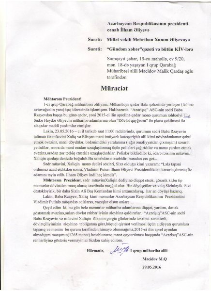 “Azərişiq” ASC-nin sədri Baba Rzayevin Qarabağ əlilinə zülmü...
