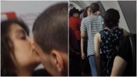 Bakı metrosunda ehtiraslı anlar - Gənclər özlərini "saxlaya" bilmədi - VİDEO