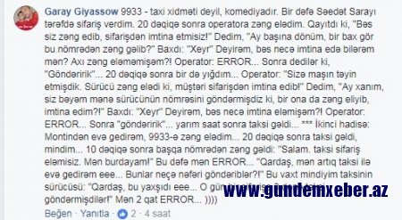 Bakıda məşhur taksi şirkəti müştərini yolda qoydu - GİLEY 