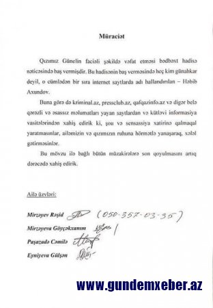 ​Xəzərdə batan modelin ailəsi müraciət yaydı
