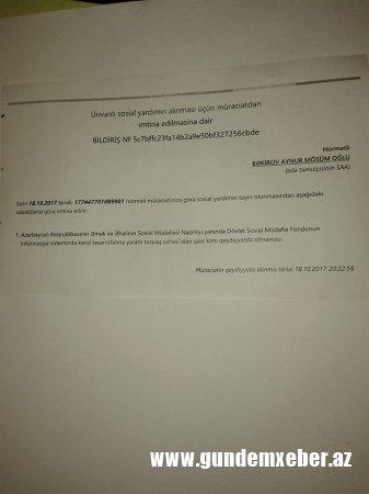 Göyçaylı sakin ƏƏSMN-nə “od püskürdü”