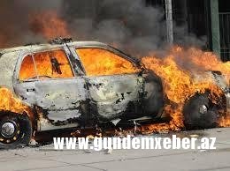 Bakıda minik avtomobili yanıb
