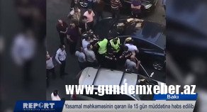 Yol polisinə müqavimət göstərdiyi yerdə görüntüləri yayılan sürücü həbs edilib - VİDEO