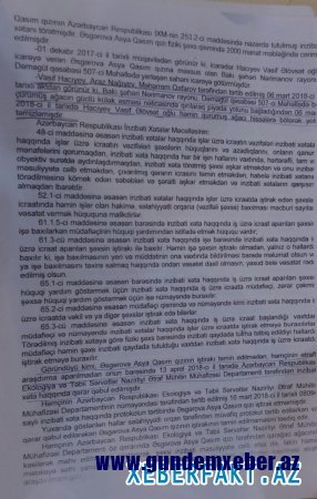 Xalıqverdi Hüseynov məhkəmə qərarını saymamaqla Ekologiya və Təbii Sərvətlər Nazirinə təxribat hazırlayır-Şikayət