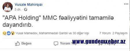 Vüsalə Mahirqızıdan "APA" Holdinqlə bağlı YEKUN QƏRAR - "MMC fəaliyyətini tamamilə dayandırıb"