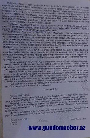 Xalıqverdi Hüseynov məhkəmə qərarını saymamaqla Ekologiya və Təbii Sərvətlər nazirinə təxribat hazırlayır - MÜRACİƏT  (FOTOLAR)