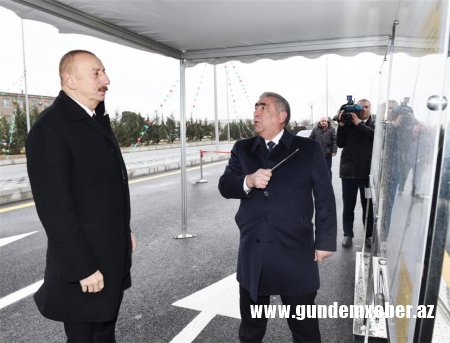 Prezident İlham Əliyev Bakıda yeni yol açılışında - FOTOLAR