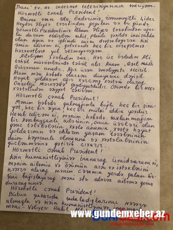 Habil Vəliyev prezidentə müraciət etdi - ƏFV OLUNMASINI XAHİŞ EDİR