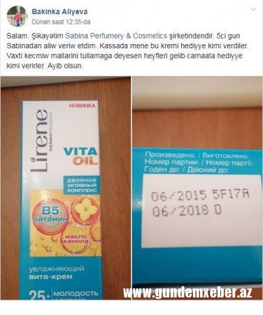 “Sabina Perfumery & Cosmetics” vaxtı keçmiş mallarını alıcılara hədiyyə kimi verir - FOTO