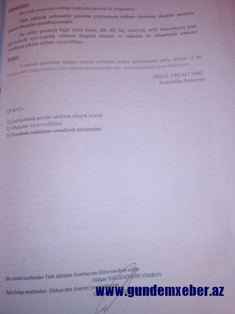 Hüquq müdafiəçisi Respublika Baş Prokurorluğunu ifşa etdi-ŞOK GƏLIŞMƏ