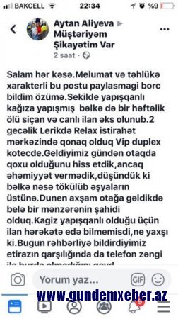 Deputatın otelində dəhşətli anlar – Müştərini canlı ilan və ölü siçan qarşıladı (FOTOLAR)