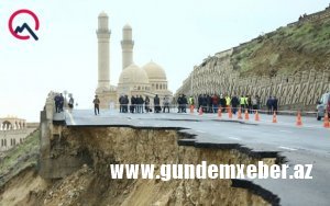 Sürüşmə Bibiheybət yolunu dağıtdı, 500 millimetrlik su kəməri sıradan çıxdı