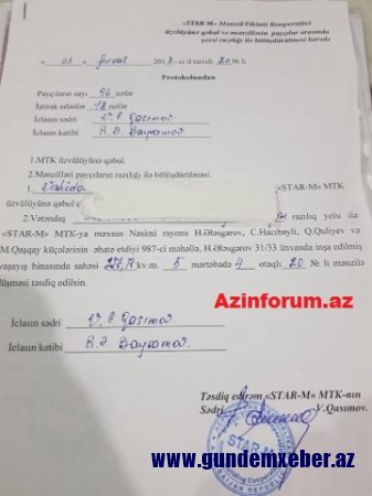 “STAR-M” MTK vətəndaşın xəbəri olmadan aldığı 250 minlik mənzili başqasına satıb – ŞİKAYƏT+FOTOLAR