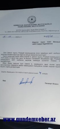Şabranın icra başçısı bələdiyyə sədrini TƏHDİD EDİR