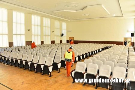 Sumqayıt Dövlət Universitetində koronavirus əleyhinə təkrar dezinfeksiya işləri aparıldı -FOTOLAR