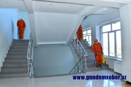 Sumqayıt Dövlət Universitetində koronavirus əleyhinə təkrar dezinfeksiya işləri aparıldı -FOTOLAR