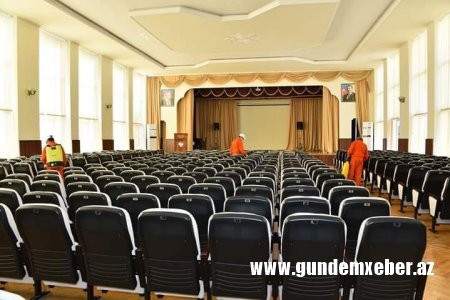 Sumqayıt Dövlət Universitetində koronavirus əleyhinə təkrar dezinfeksiya işləri aparıldı -FOTOLAR