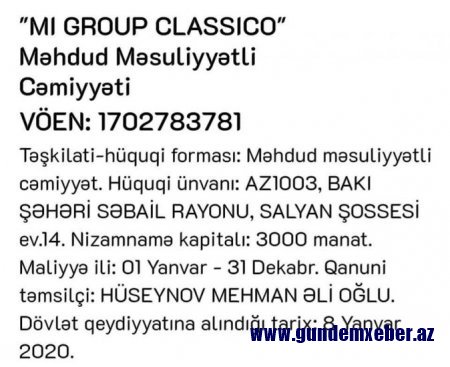 Yeni təyin olunan icra başçısının şirkəti üzə çıxdı - SƏNƏD