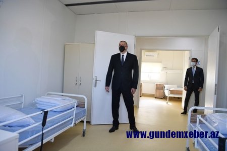 Qobustanda koronaviruslu xəstələr üçün modul tipli xəstəxananın açılışı olub FOTO