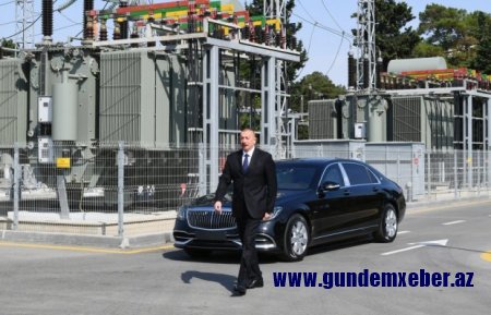 İlham Əliyev Bakıda yenidən qurulan yarımstansiyanın açılışında   - FOTO