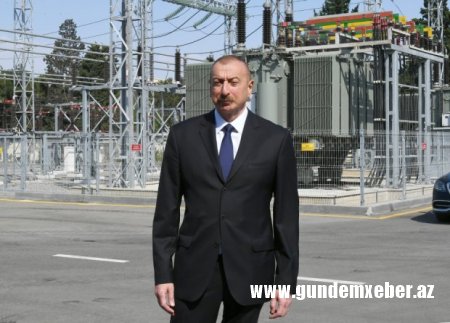 İlham Əliyev Bakıda yenidən qurulan yarımstansiyanın açılışında   - FOTO