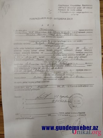 Şeyxin qudası Vasif Talıbovun övladlarına 110 sot torpaq satıb - SƏNƏDLƏR