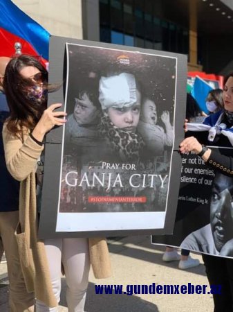 BMT-nin qarşısında ermənilərin Gəncə vandalizmi pislənildi - Fotolar