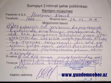 Sumqayıt səhiyyəsinin müdiri müharibə iştirakçısından 6 min rüşvət tələb edən həkimi müdafiə edib-VİDEO/FAKT