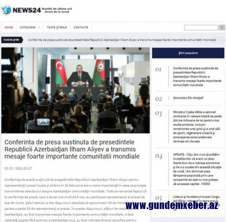 Rumıniyanın qabaqcıl KİV-ləri Prezident İlham Əliyevin mətbuat konfransı barədə məlumatlar yayıblar – FOTO