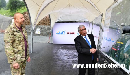 Prezident İlham Əliyev Göygöl rayonunda inşa edilən iki tunelin tikintisi ilə tanış olub