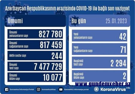 Azərbaycanda daha 42 nəfər COVID-19-a yoluxub - FOTO