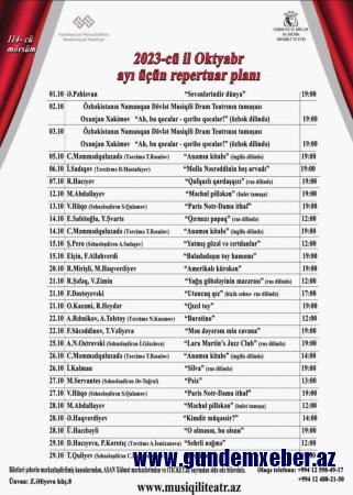 Azərbaycan Dövlət Akademik Musiqili Teatrının Oktyabr afişası
