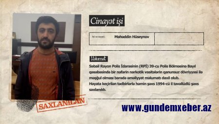 Səbail rayonunda narkotik vasitələr satan şəxs saxlanılıb
