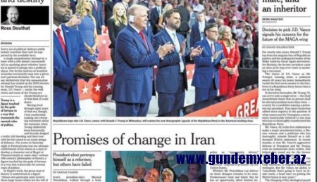 "New York Times" Pezeşkianın şəklini manşetə çıxardı - Foto