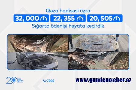 “PAŞA Sığorta” 3 avtomobil hadisəsi üzrə 74 min manatdan çox ödəniş edib