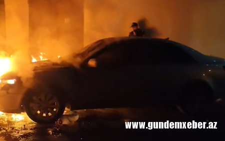 Xırdalanda “Hyundai” yandı
