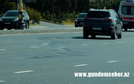 Bakıda təmir edilən yol yenidən çökdü